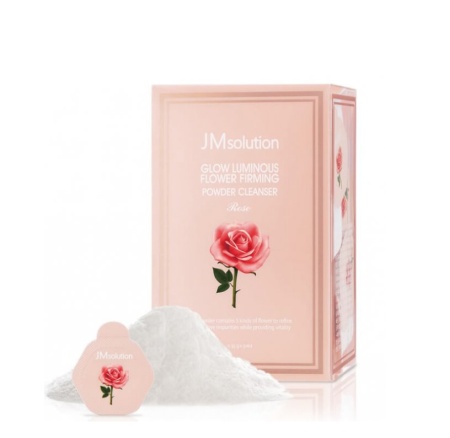 Энзимная пудра для сияния кожи с розовой водой JMsolution Glow Luminious Flower Firming Powder Cleanser Rose, 30 шт. 